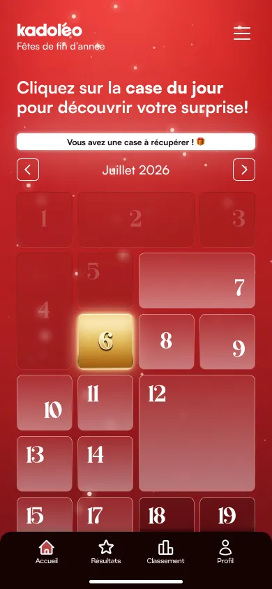 Calendrier Kadoleo sur mobile
